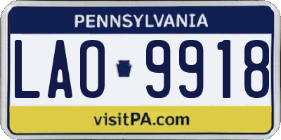 PA license plate LAO9918