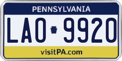 PA license plate LAO9920