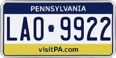 PA license plate LAO9922