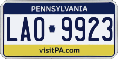 PA license plate LAO9923