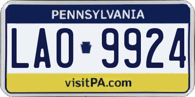 PA license plate LAO9924