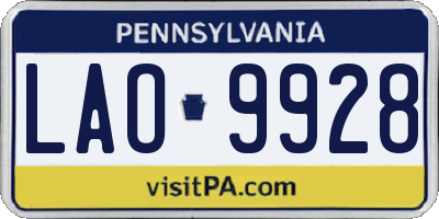 PA license plate LAO9928
