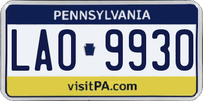 PA license plate LAO9930