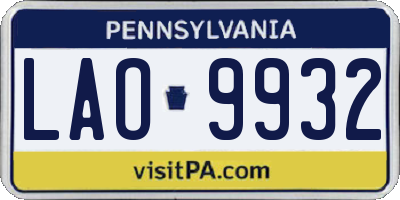 PA license plate LAO9932