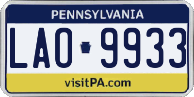 PA license plate LAO9933