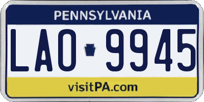 PA license plate LAO9945