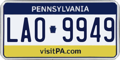 PA license plate LAO9949