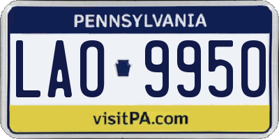 PA license plate LAO9950