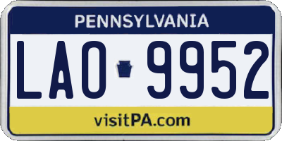 PA license plate LAO9952
