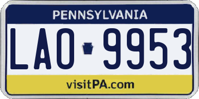 PA license plate LAO9953