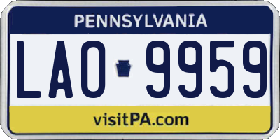 PA license plate LAO9959