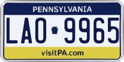 PA license plate LAO9965