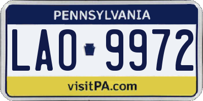 PA license plate LAO9972