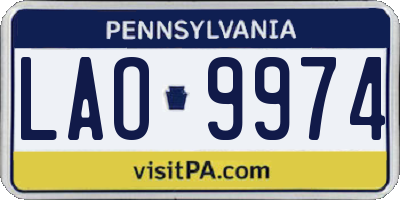 PA license plate LAO9974