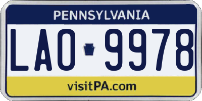 PA license plate LAO9978