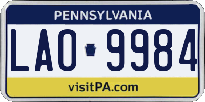 PA license plate LAO9984
