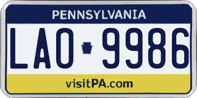 PA license plate LAO9986