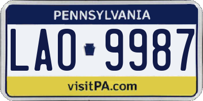 PA license plate LAO9987