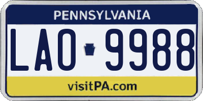 PA license plate LAO9988
