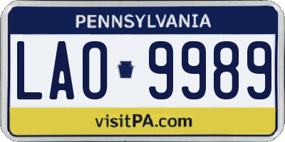PA license plate LAO9989