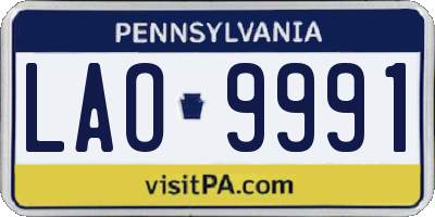 PA license plate LAO9991