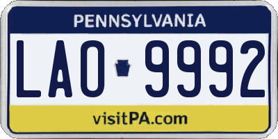 PA license plate LAO9992