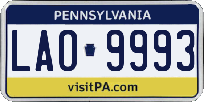 PA license plate LAO9993