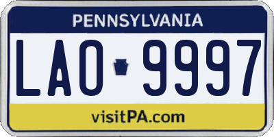 PA license plate LAO9997