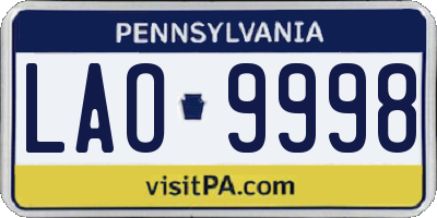 PA license plate LAO9998