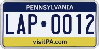 PA license plate LAP0012