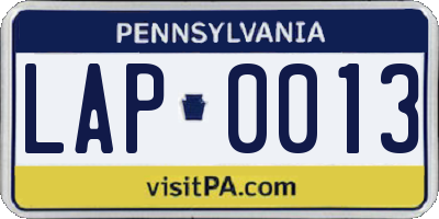 PA license plate LAP0013