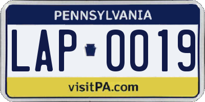 PA license plate LAP0019