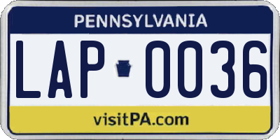 PA license plate LAP0036