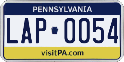 PA license plate LAP0054