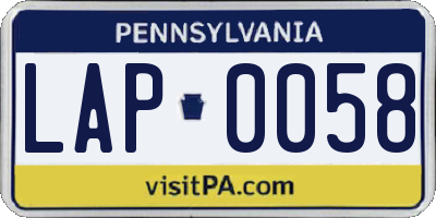 PA license plate LAP0058