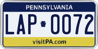 PA license plate LAP0072