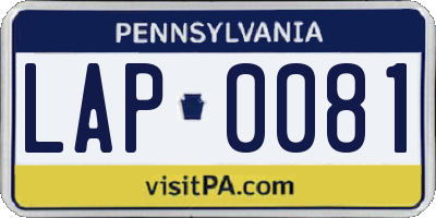 PA license plate LAP0081