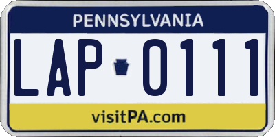 PA license plate LAP0111