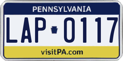 PA license plate LAP0117