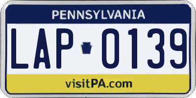 PA license plate LAP0139