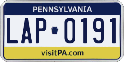 PA license plate LAP0191