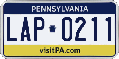 PA license plate LAP0211