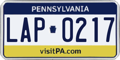 PA license plate LAP0217