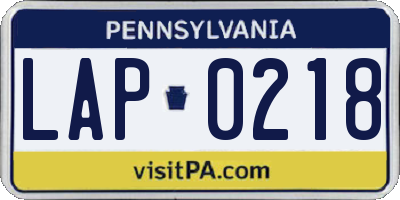 PA license plate LAP0218