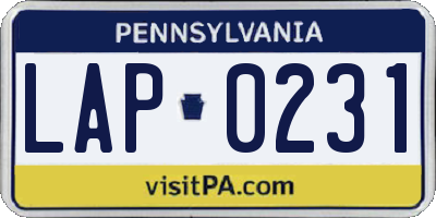 PA license plate LAP0231