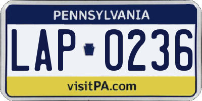 PA license plate LAP0236