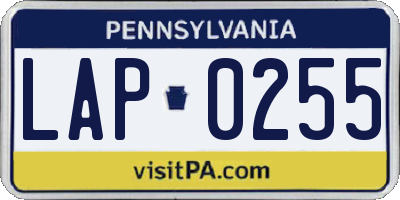 PA license plate LAP0255