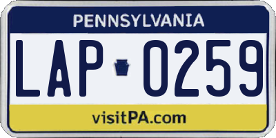 PA license plate LAP0259