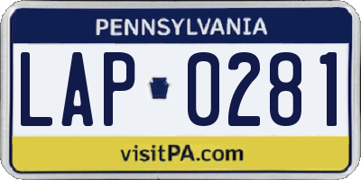 PA license plate LAP0281