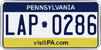 PA license plate LAP0286